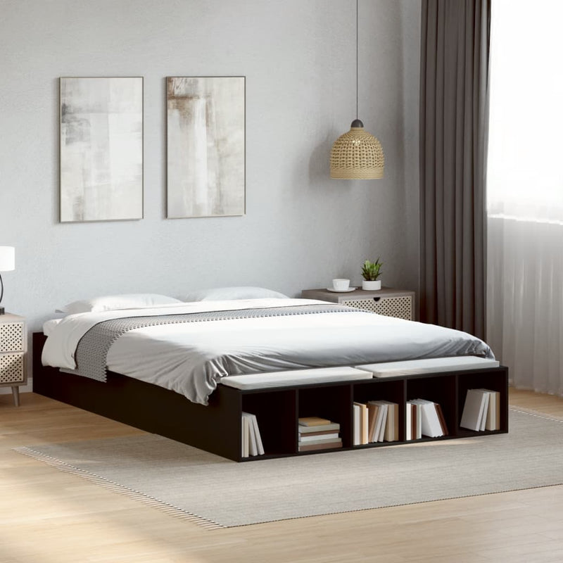 Cadru de pat, negru, 120x190 cm, lemn prelucrat