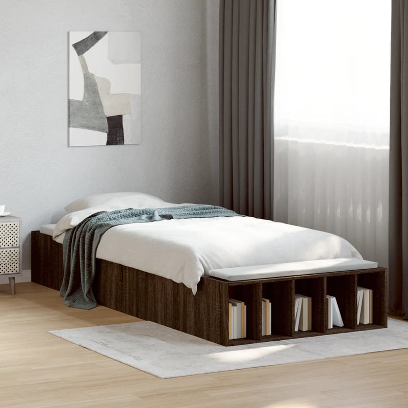 Cadru de pat, stejar maro, 100x200 cm, lemn prelucrat