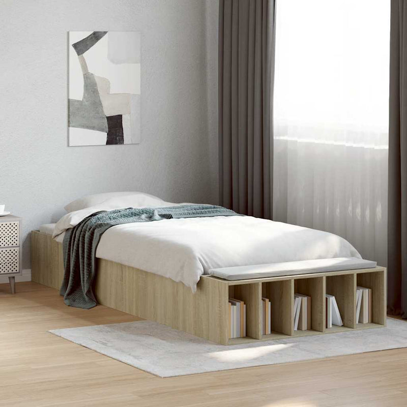 Cadru de pat, stejar sonoma, 90x200 cm, lemn prelucrat