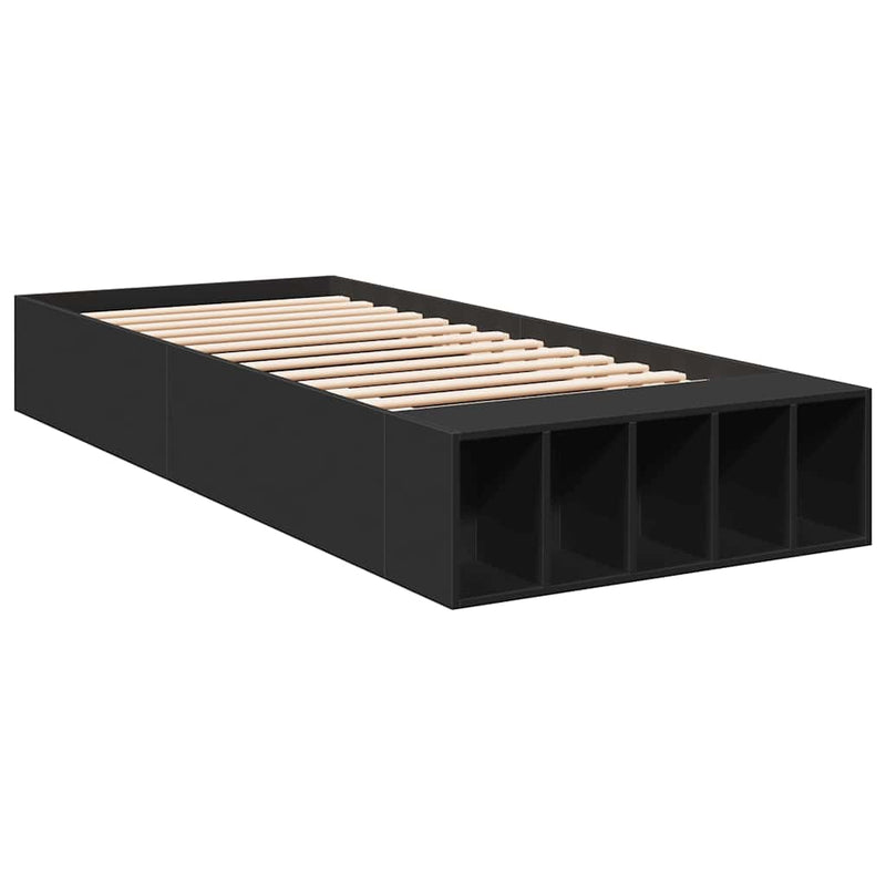 Cadru de pat, negru, 75x190 cm, lemn prelucrat