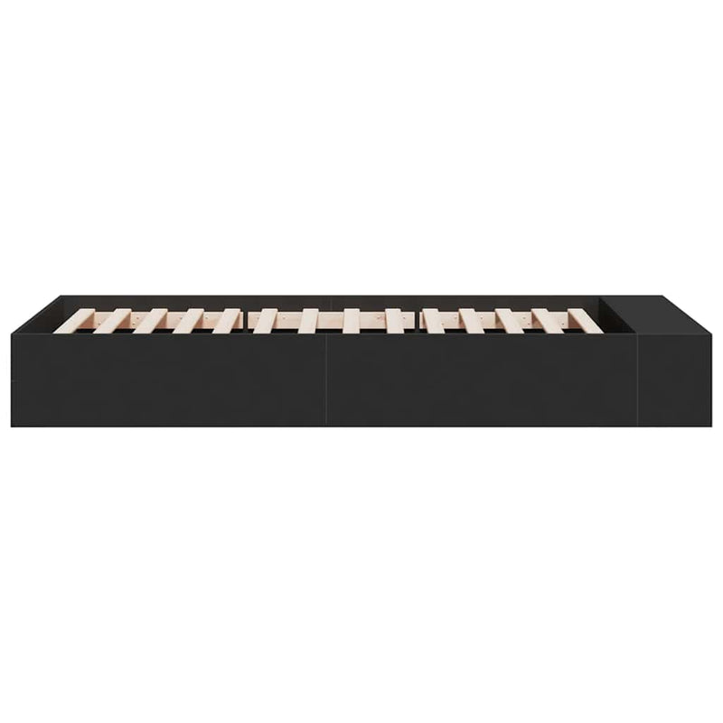 Cadru de pat, negru, 75x190 cm, lemn prelucrat