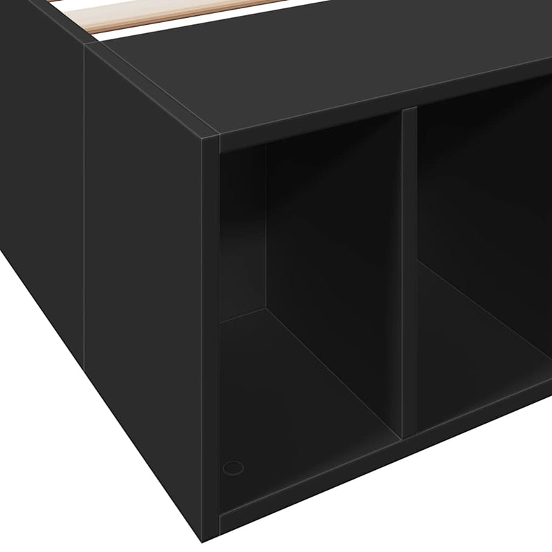 Cadru de pat, negru, 75x190 cm, lemn prelucrat