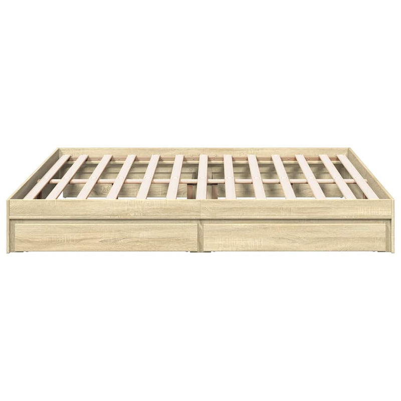 Cadru de pat cu sertare stejar sonoma 200x200 cm lemn prelucrat