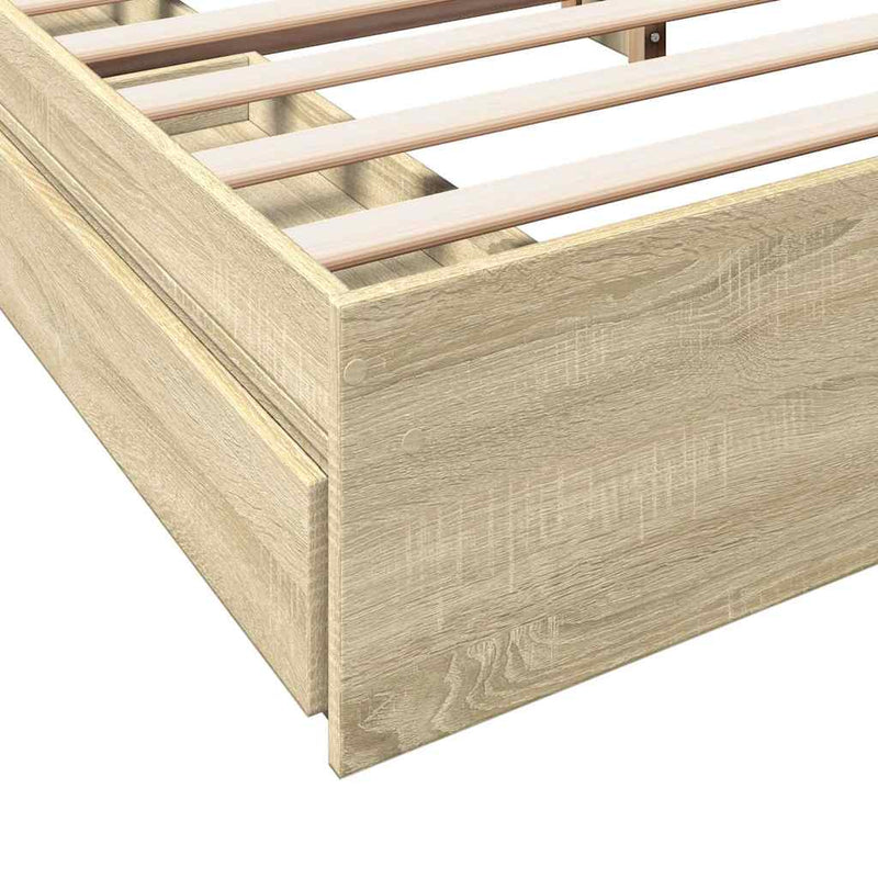 Cadru de pat cu sertare stejar sonoma 200x200 cm lemn prelucrat