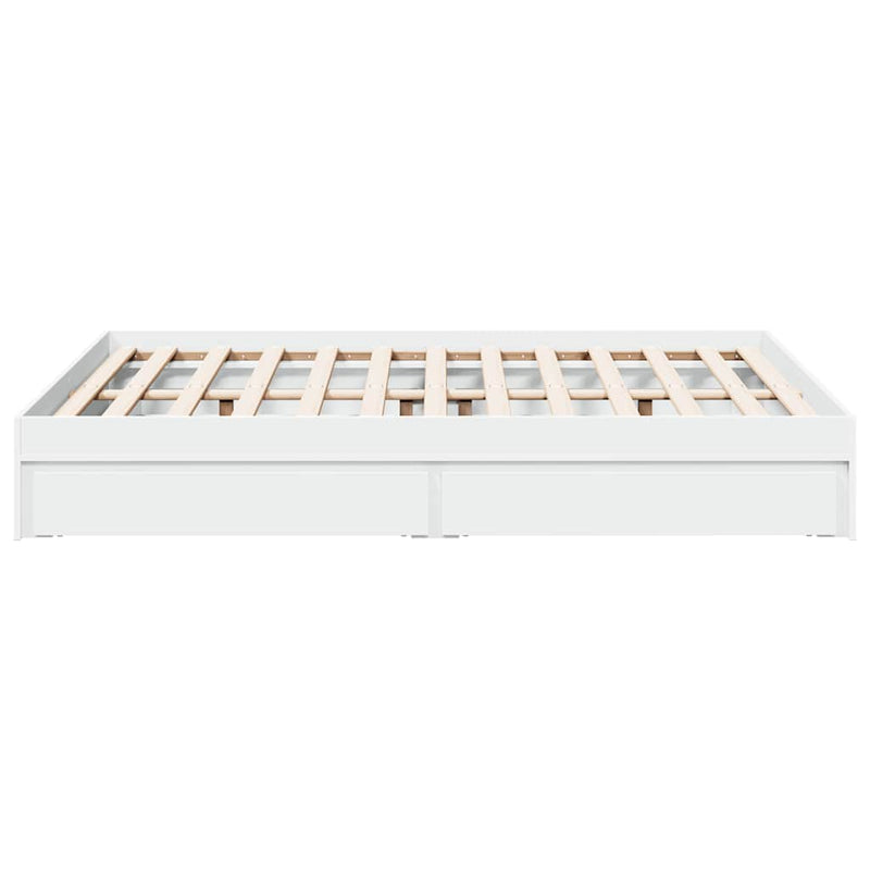 Cadru pat cu sertare alb extralucios 140x200 cm, lemn prelucrat