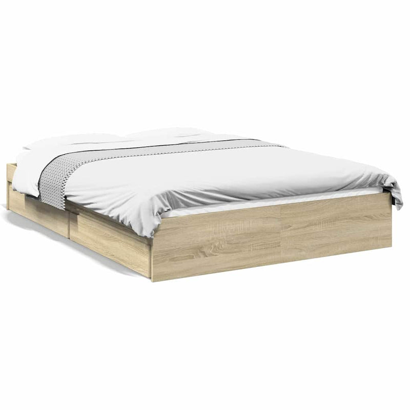 Cadru de pat cu sertare stejar sonoma 140x200 cm lemn prelucrat