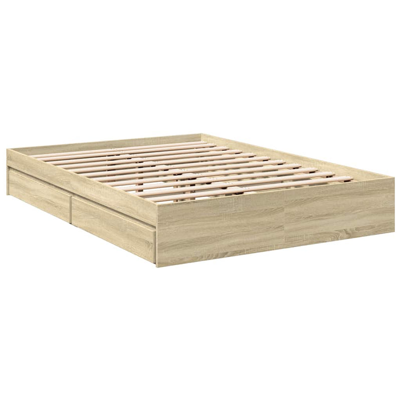 Cadru de pat cu sertare stejar sonoma 140x200 cm lemn prelucrat