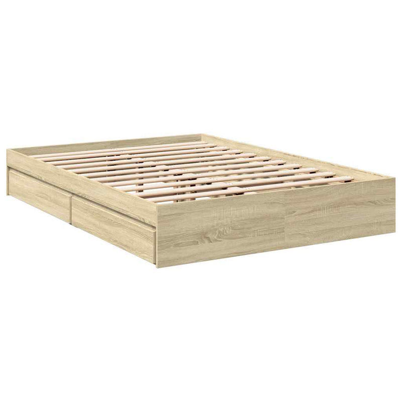 Cadru de pat cu sertare stejar sonoma 120x200 cm lemn prelucrat