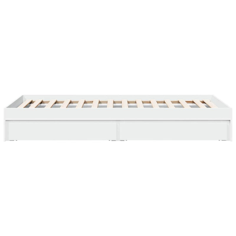 Cadru de pat cu sertare, alb, 90x200 cm, lemn prelucrat