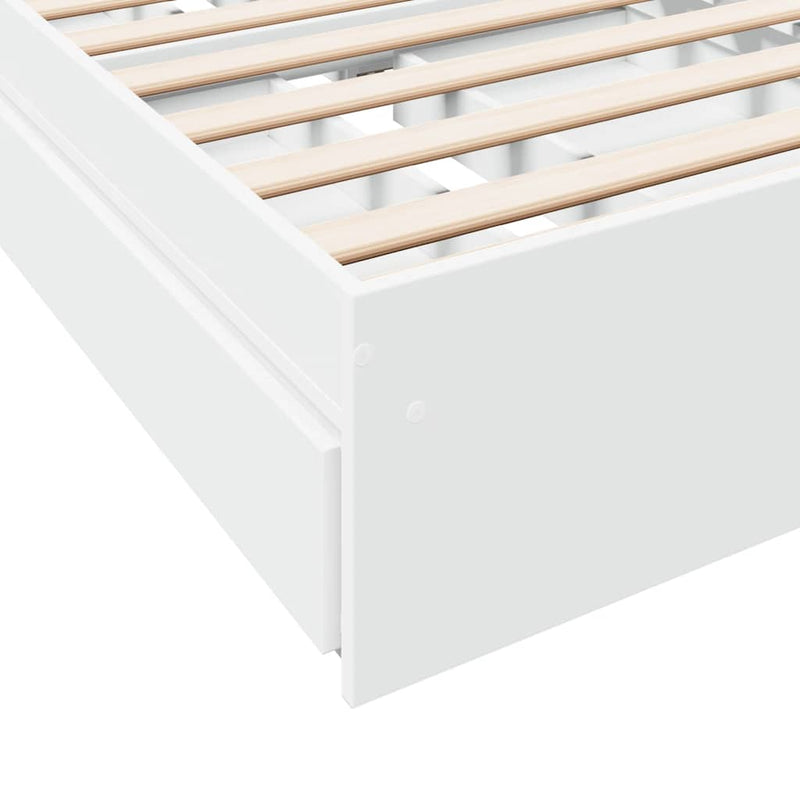 Cadru de pat cu sertare, alb, 90x200 cm, lemn prelucrat