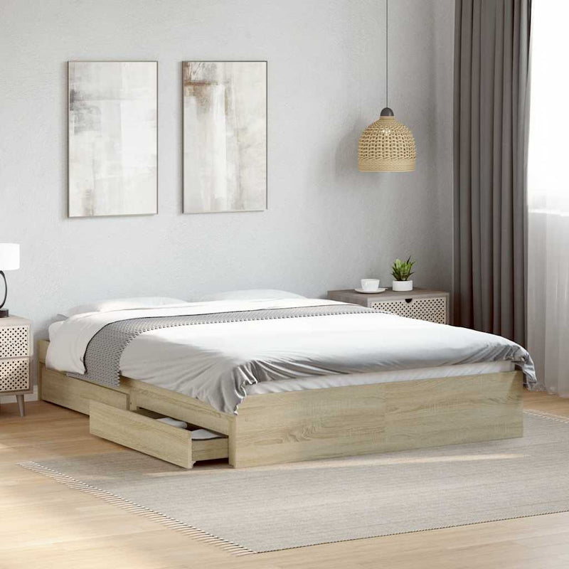 Cadru de pat cu sertare stejar sonoma 120x190 cm lemn prelucrat