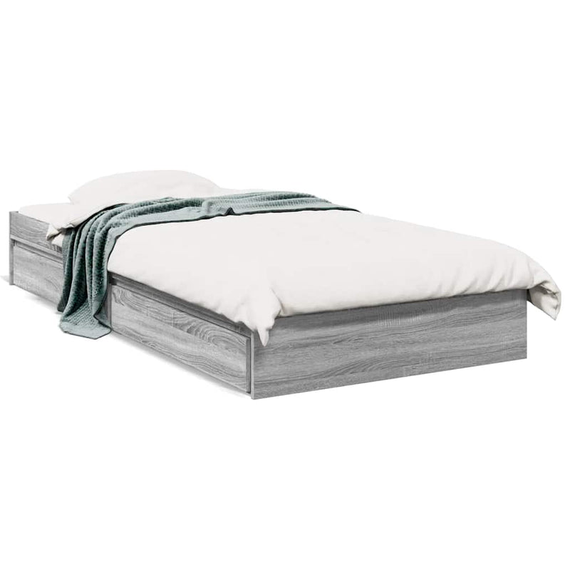 Cadru de pat cu sertare gri sonoma 75x190 cm lemn prelucrat