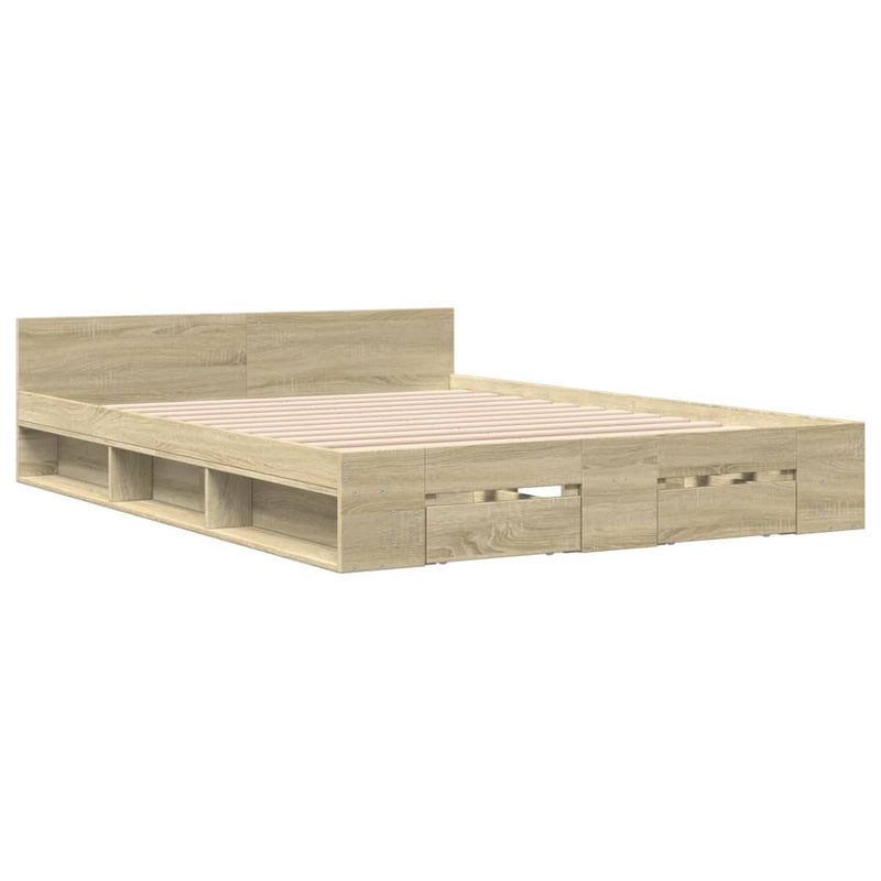 Cadru de pat cu sertare stejar sonoma 160x200 cm lemn prelucrat