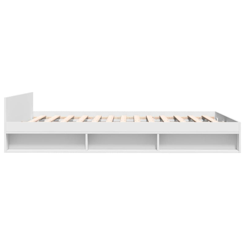 Cadru pat cu sertare alb extralucios 140x190 cm, lemn prelucrat