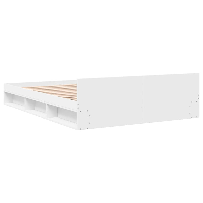 Cadru pat cu sertare alb extralucios 140x190 cm, lemn prelucrat