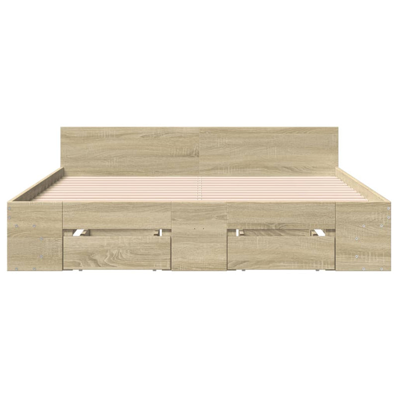 Cadru de pat cu sertare stejar sonoma 140x190 cm lemn prelucrat