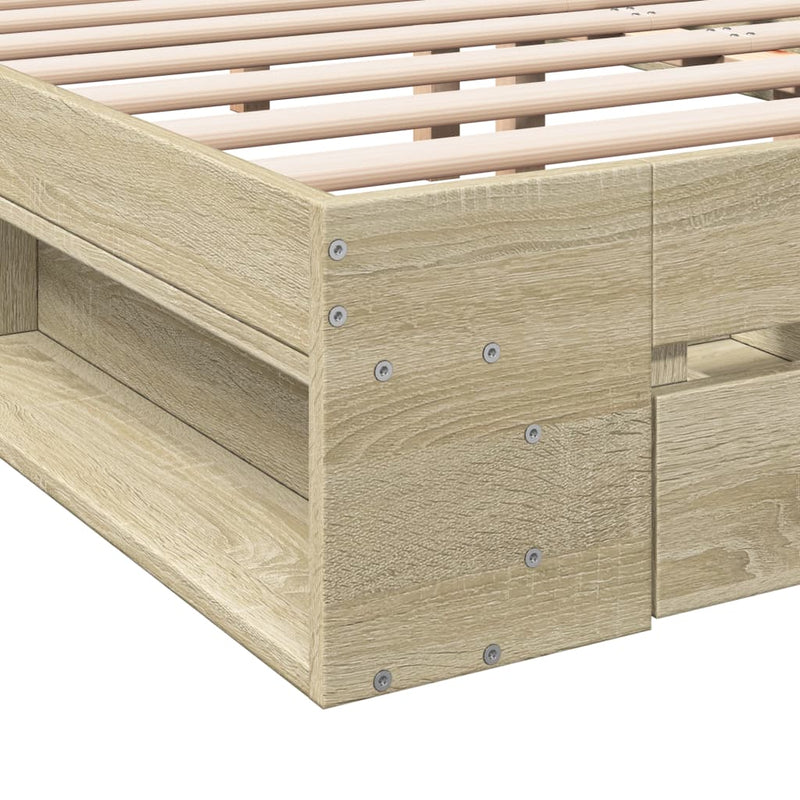 Cadru de pat cu sertare stejar sonoma 140x190 cm lemn prelucrat