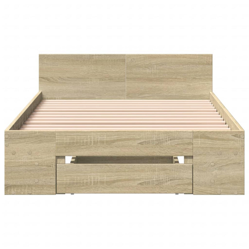 Cadru de pat cu sertar stejar sonoma 100x200 cm lemn prelucrat