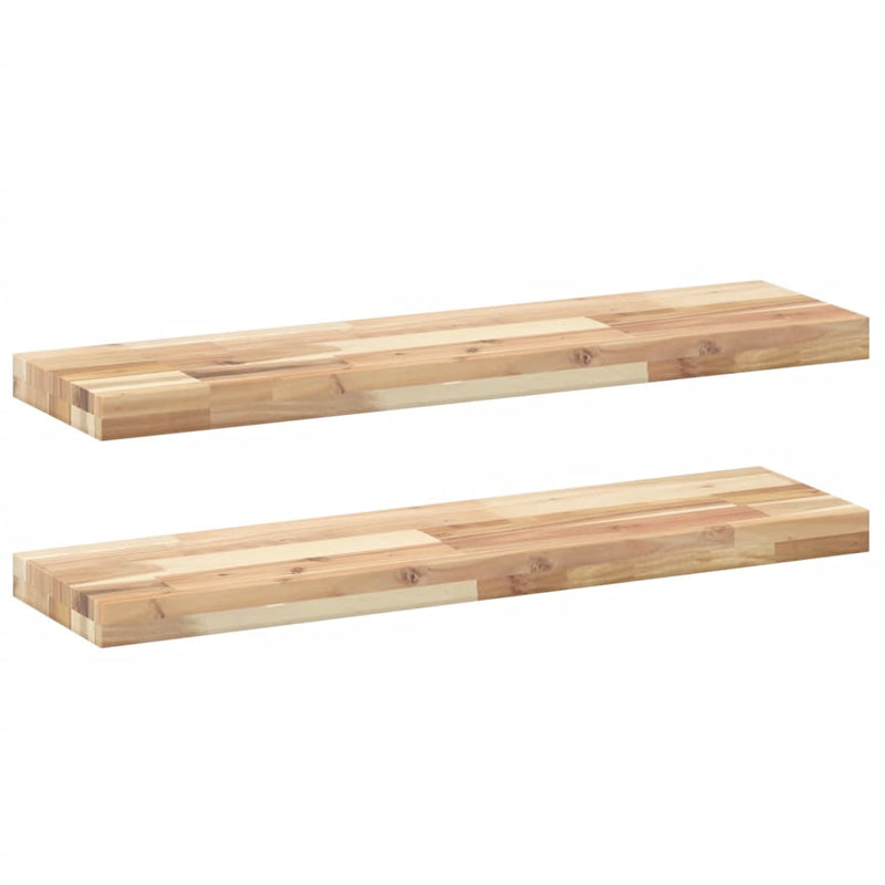 Rafturi suspendate 2 buc. 80x20x4 cm lemn masiv acacia netratat