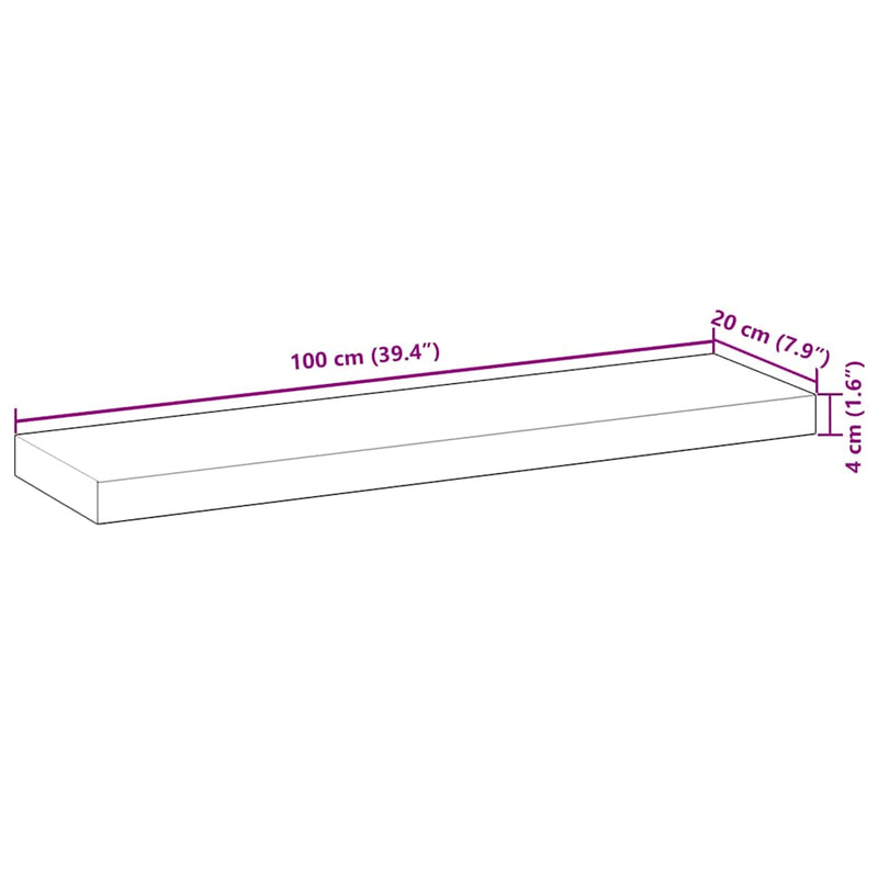 Raft plutitor, 100x20x4 cm, lemn masiv de acacia netratat