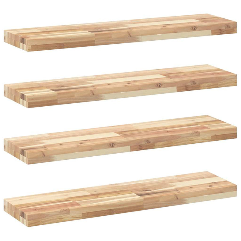 Rafturi plutitoare 4 buc. 100x20x4cm lemn masiv acacia netratat