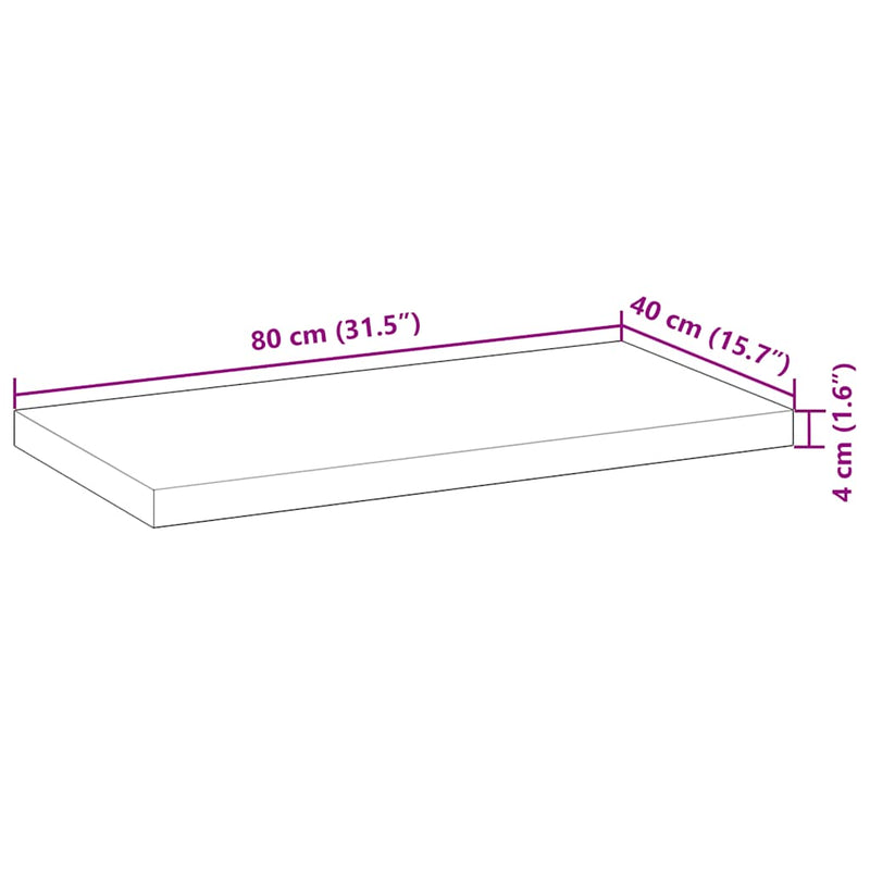 Raft suspendat, 80x40x4 cm, lemn masiv de acacia netratat