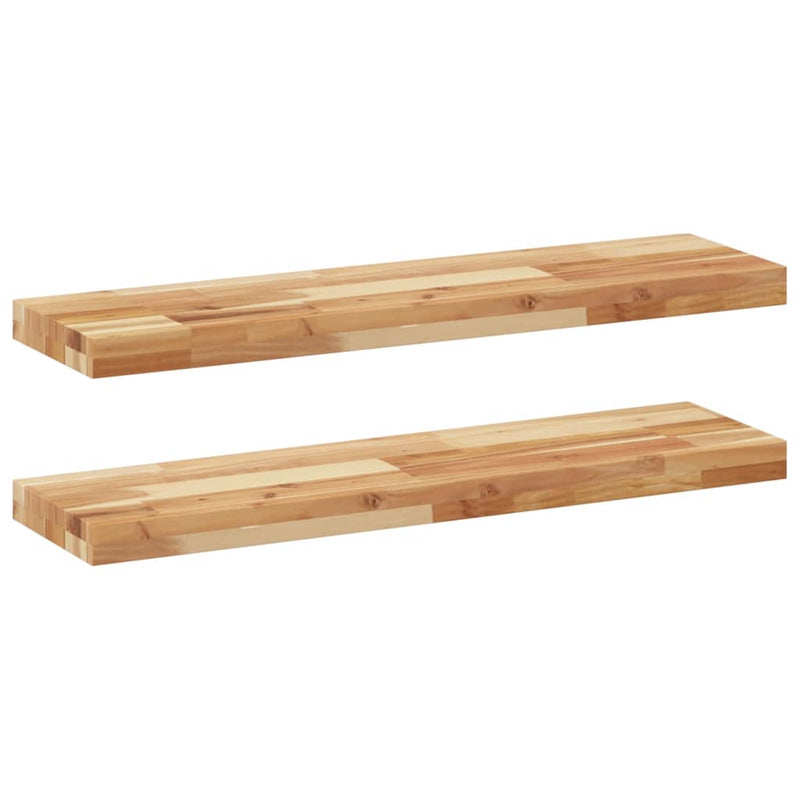 Rafturi suspendate 2 buc. 80x20x4 cm lemn masiv acacia netratat
