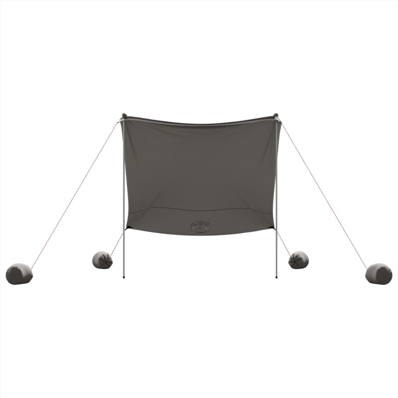 Baldachin de plajă cu ancore de nisip, gri, 214x236 cm