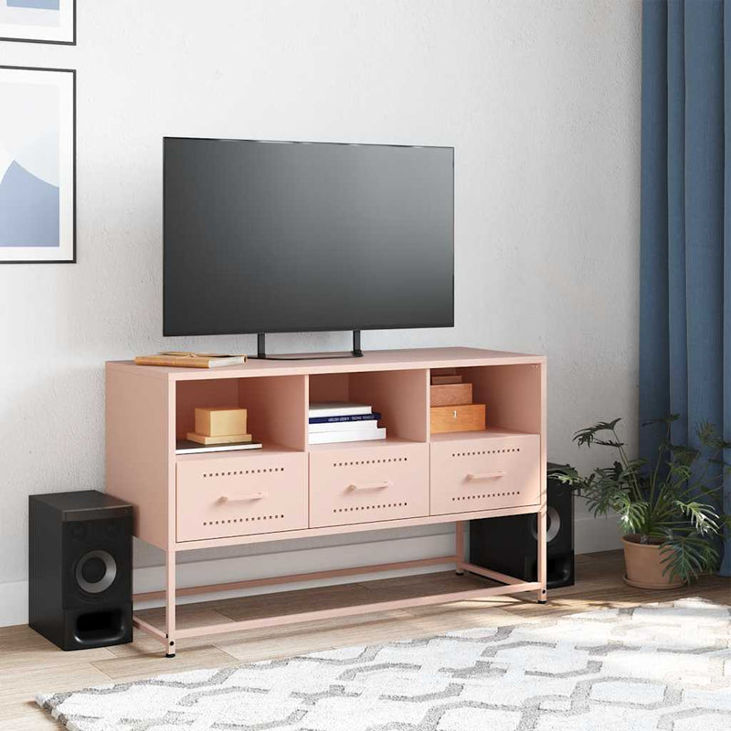 Dulap TV, roz, 100,5x39x60,5 cm, oțel