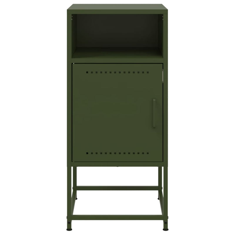 Noptiere, 2 buc., verde olive, 36x39x78 cm, oțel