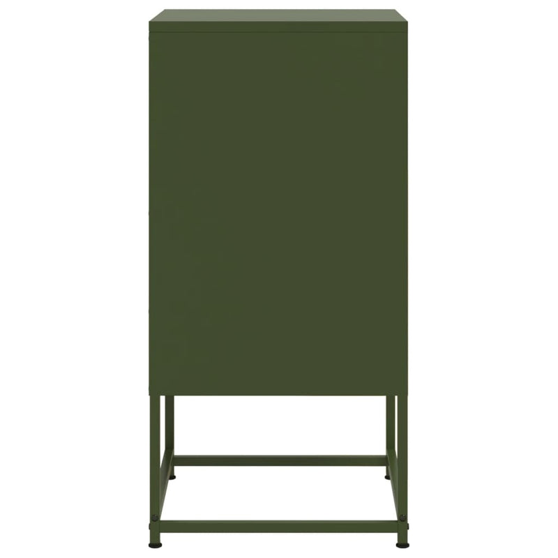 Noptiere, 2 buc., verde olive, 36x39x78 cm, oțel