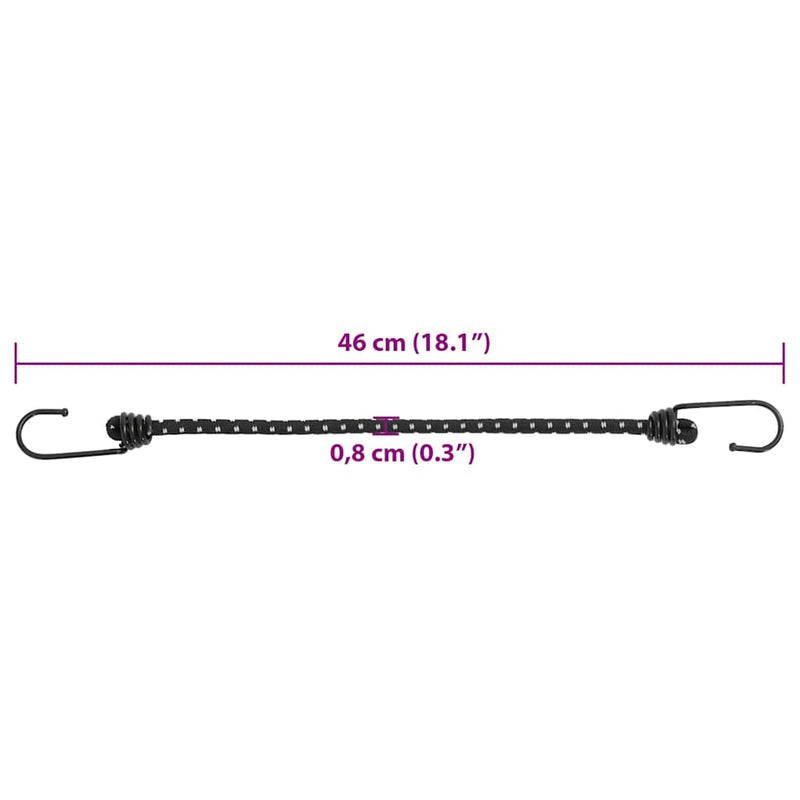 Corzi elastice cu benzi reflectorizante/cârlige 25 buc. 46 cm