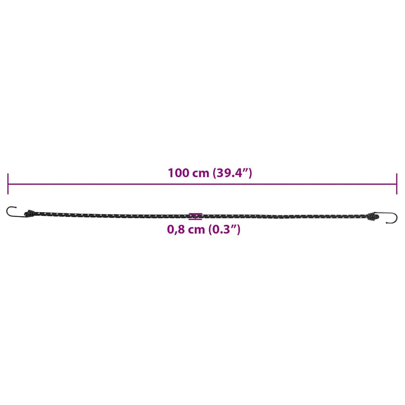 Corzi elastice cu benzi reflectorizante/cârlige 25 buc. 100 cm