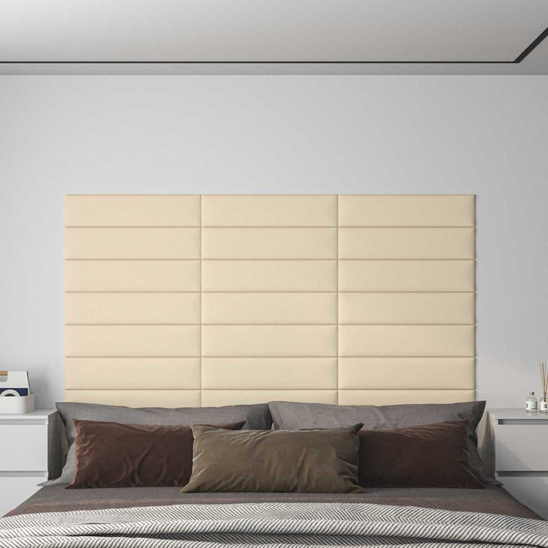 Tăblie de Pat pentru Perete 12 buc. 60 x 15 cm Crem țesătură