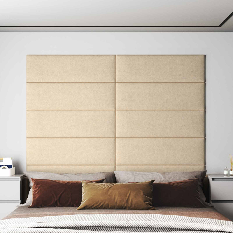 Tăblie de Pat pentru Perete 12 buc. 90 x 30 cm Crem țesătură