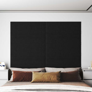 Tăblie de Pat pentru Perete 12 buc. 90 x 30 cm Negru țesătură