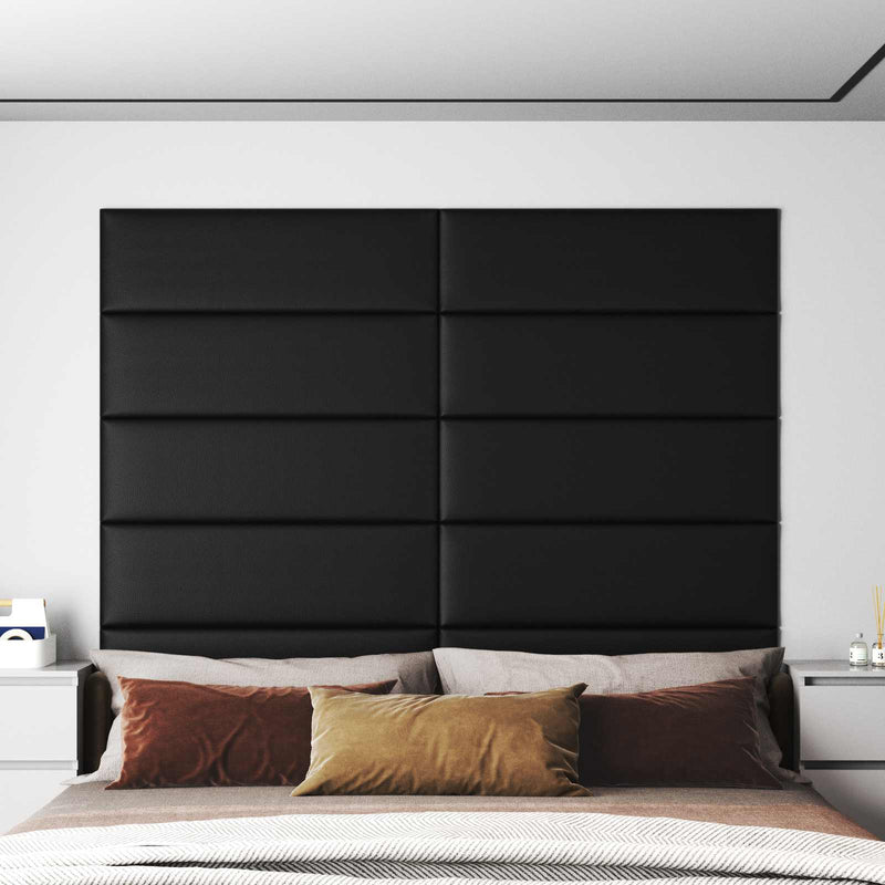 Tăblie de Pat pentru Perete 12 buc. 90 x 30 cm Negru țesătură