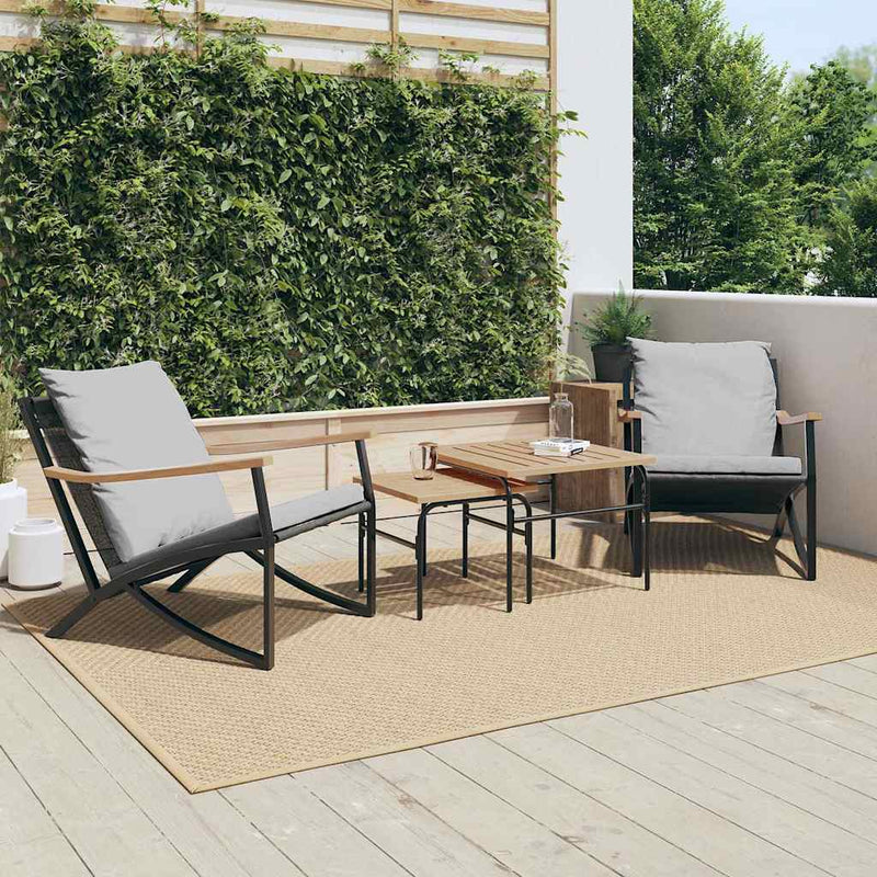 Set mobilier de balcon, 4 piese, cu perne, negru, oțel