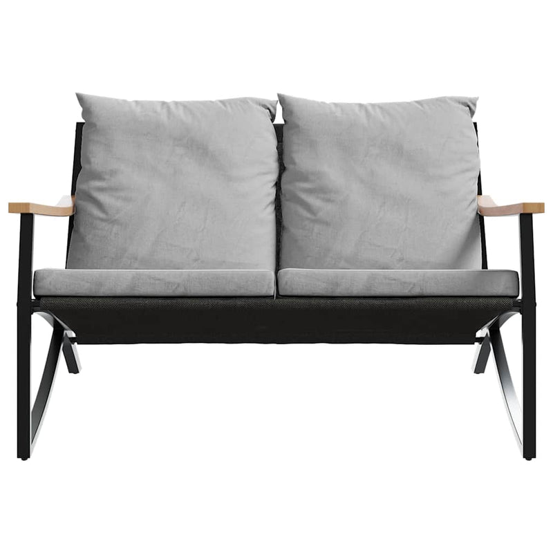 Bancă de grădină cu perne, negru, 120 cm, oțel