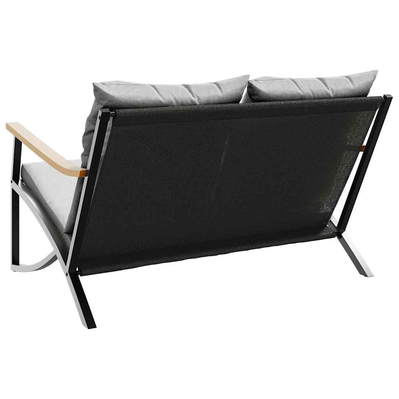 Bancă de grădină cu perne, negru, 120 cm, oțel
