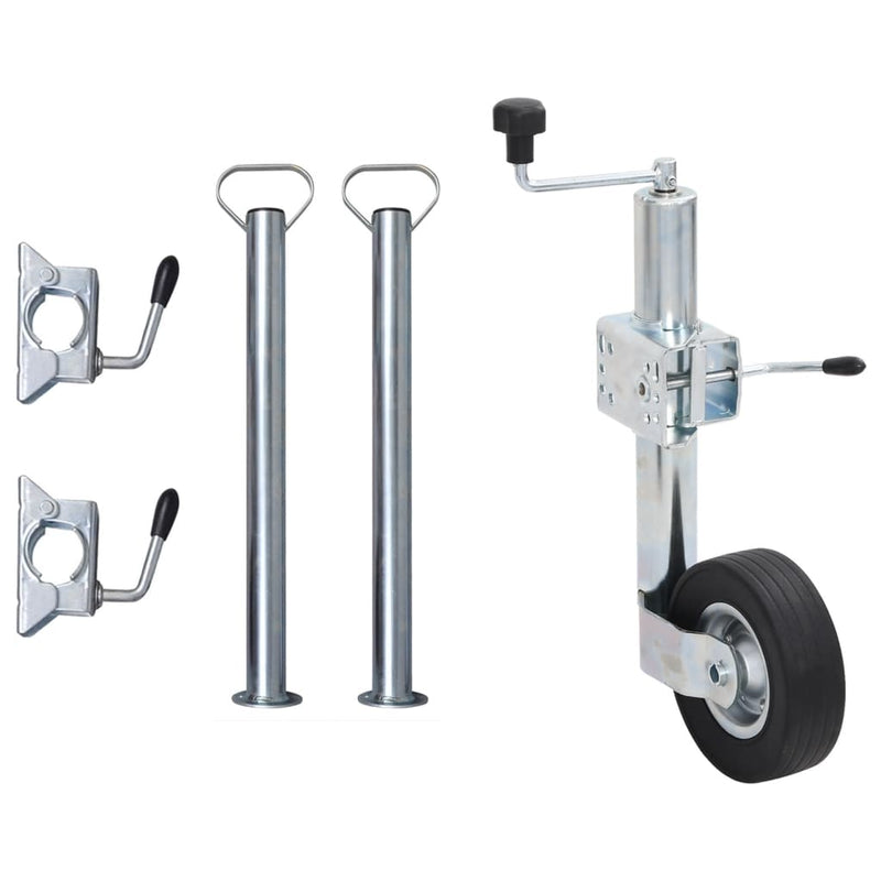 Roată manevră remorcă 60 mm 2 tub susținere/3 cleme despicate