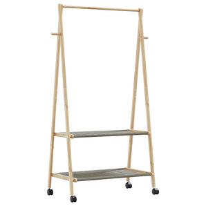Suport pentru haine cu rafturi și roți 96x45,5x155,5 cm bambus