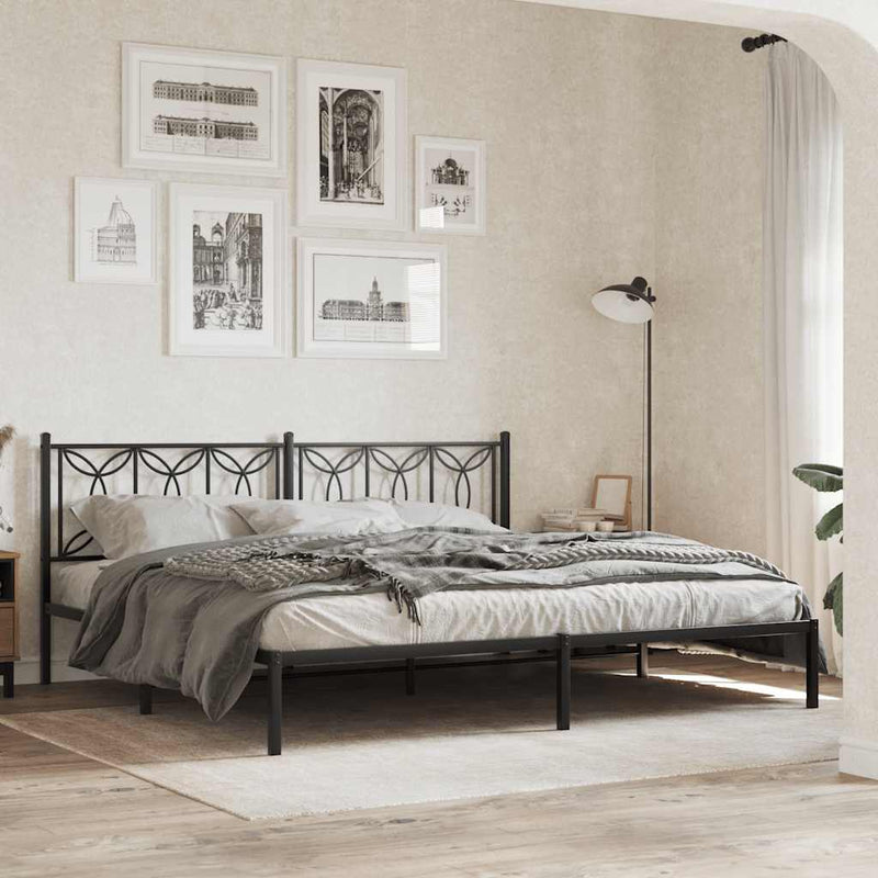 Tăblie de pat de schimb metalică, negru, 200 cm
