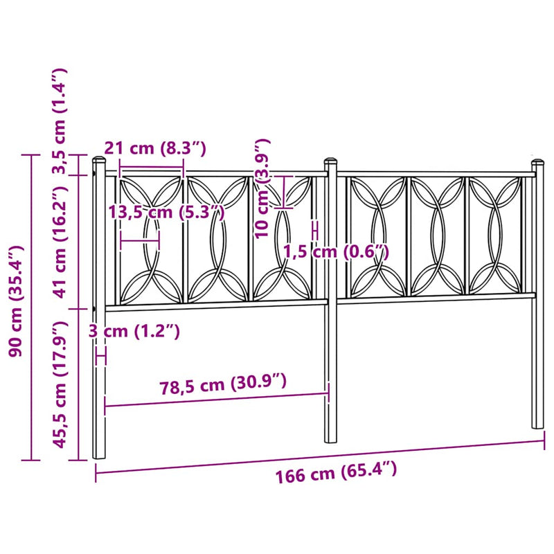 Tăblie de pat de schimb metalică, alb, 160 cm