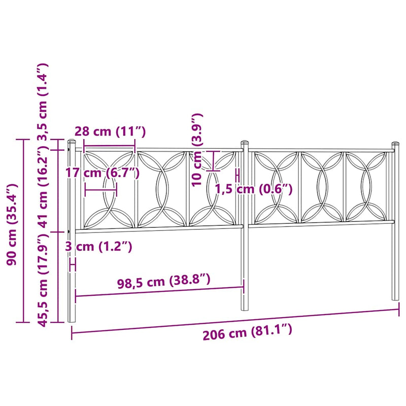 Tăblie de pat de schimb metalică, alb, 200 cm