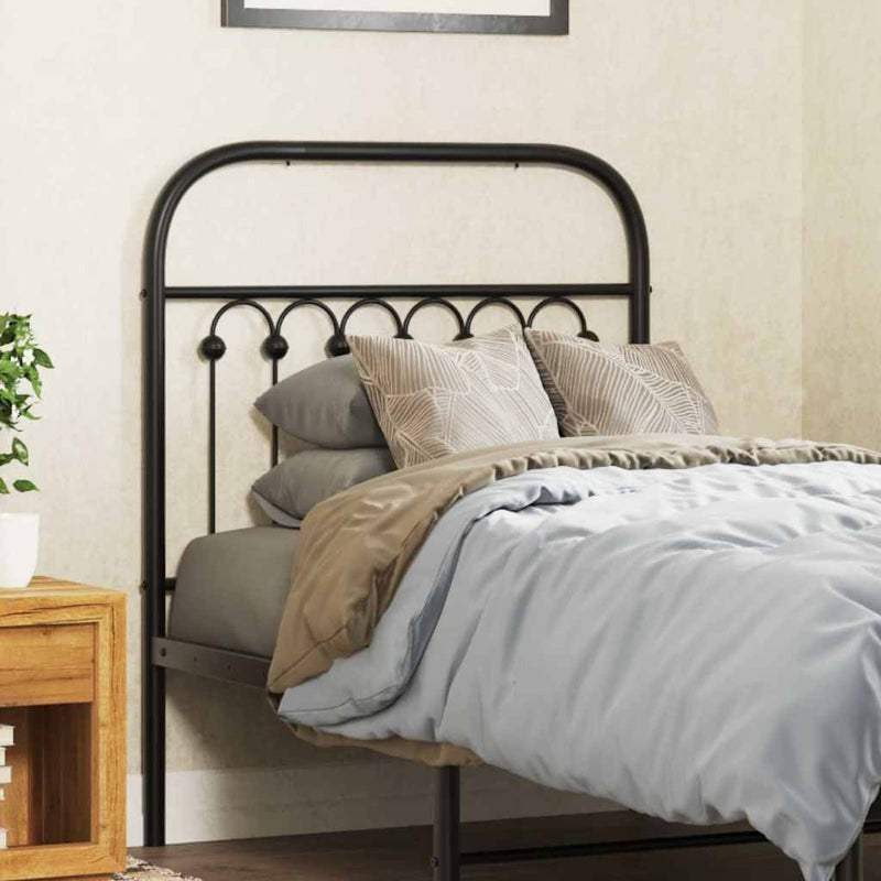 Tăblie de pat de schimb metalică, negru, 75 cm