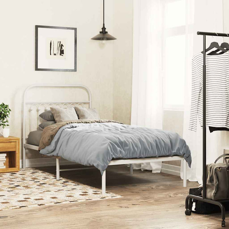 Tăblie de pat de schimb metalică, alb, 90 cm