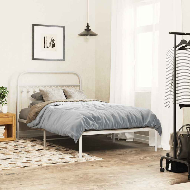 Tăblie de pat de schimb metalică, alb, 107 cm