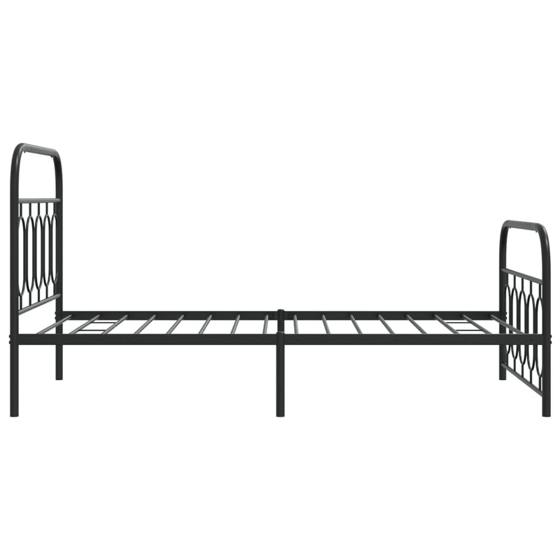 Cadru pat metalic cu tăblii de cap/picioare, negru, 107x203 cm