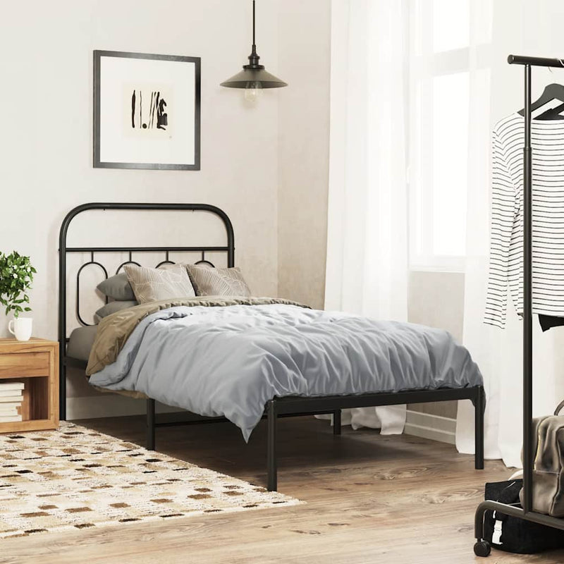 Tăblie de pat de schimb metalică, negru, 80 cm